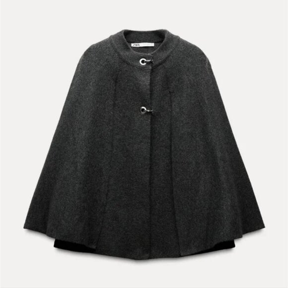 ZARA KNIT CAPE COAT - Picture 1 of 6